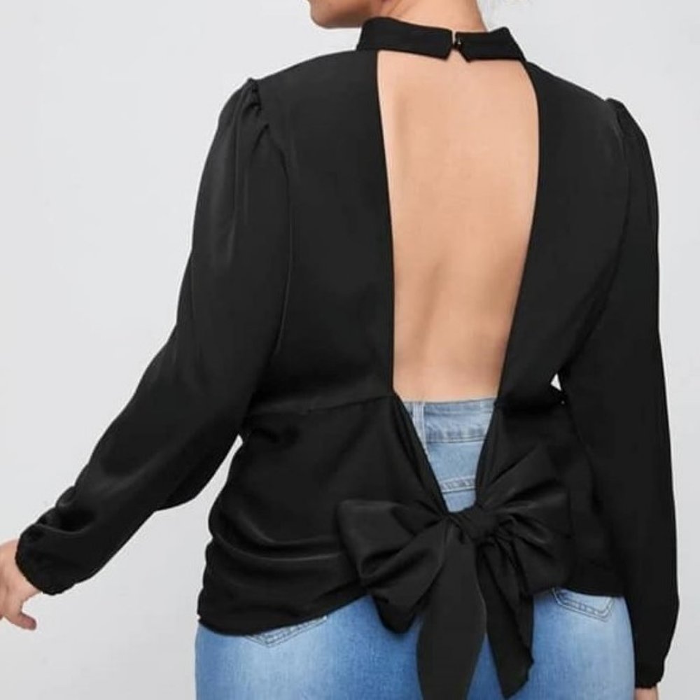 Backless Puff Sleeve Blouse